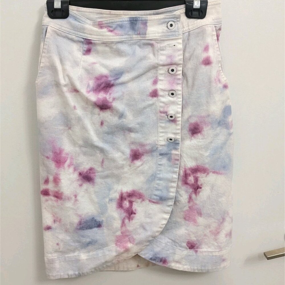 Anthropologie Wrap Skirt Ivory, Pink, Blue, Purple Front And Back Pockets Size 0